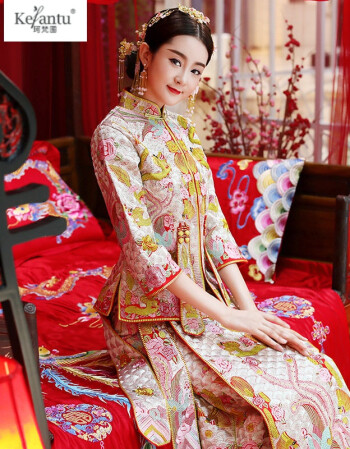 珂梵图中式婚纱刘诗诗同款秀禾服新娘2018新款结婚礼服敬酒服龙凤褂