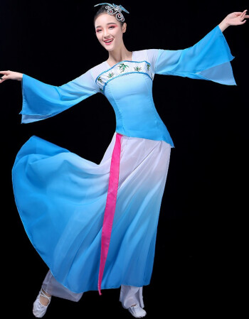 古典舞演出服女飘逸现代舞扇子舞中国风仙女套装古装舞蹈服装2018