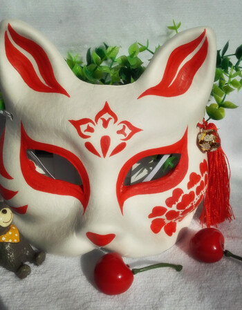 阿坡饵cos手绘和风日式古典手工艺猫脸狐狸面具动漫展
