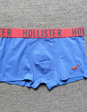 hollister海鸥经典新款全棉男士纯色字母宽边平角内裤男 蓝色 m