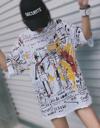 网红同款蹦迪抖音上衣服bf怪味少女生嘻哈酷帅气街头ins短袖t恤潮 3d
