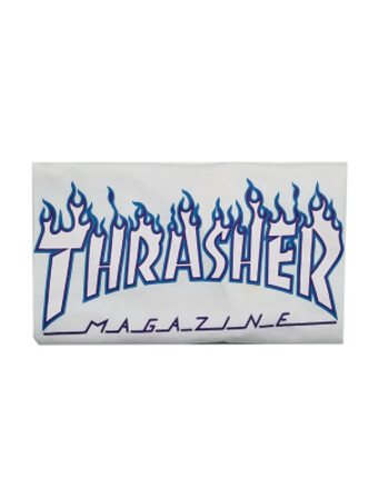 现货thrasher flame tee 情侣火焰短袖t恤 紫色黄色 幻影 潮 白底蓝