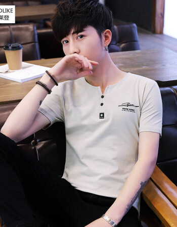 男士t恤男潮夏季新款韩版修身青少年14岁初中学生16高中帅气男生衣服
