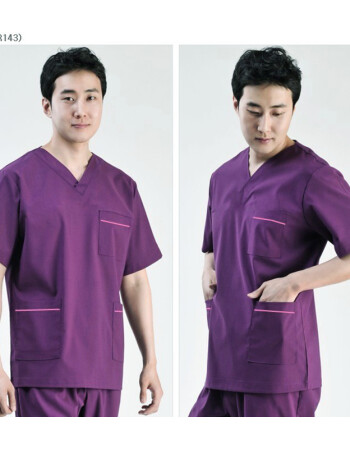 欧版刷手服麻醉服隔离衣男女宠物医师手术衣一套 紫色男款 s