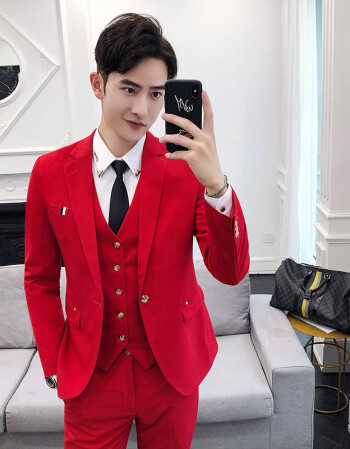 西服套装男韩版青年帅气正装英伦风修身西装新郎结婚礼服小码男装