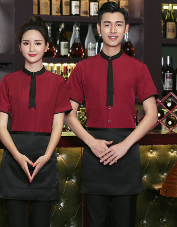 酒店服务员工作服餐饮衬衣女短袖男火锅店饭店酒楼西餐厅工装夏季 男