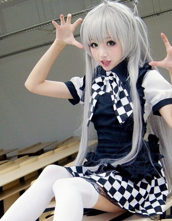 女装夏潜行吧奈亚子动漫cosplay服装女装黑白格子女仆女佣装漫展演出