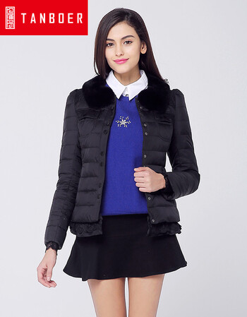 坦博尔女士羽绒服女短款2016秋冬装新款白鸭
