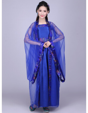汉服古装仙女服装古典舞蹈服装古代贵妃影楼摄影写真服演出服ld 蓝色