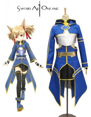 刀剑神域2幽灵alo西莉卡蓝色猫妖装动漫cosplay女装 xs 均码