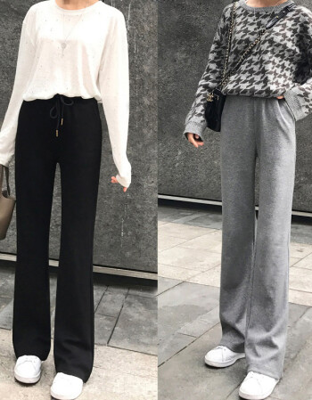 阔腿裤女秋冬季高腰拖地裤坠感加绒运动裤微喇叭休闲直筒裤长裤子