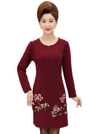 hpbrother长袖连衣裙女秋装新款中老年女装秋季中长款