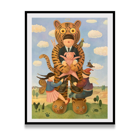 weg维格列艺术 戴大山版画 《抱抱》现代潮流简约艺术品挂画 450×600