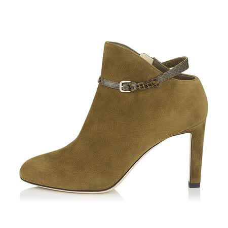 周仰杰(jimmy choo)女士短靴 麂皮 细高跟 蛇皮装饰 8322ji449 8