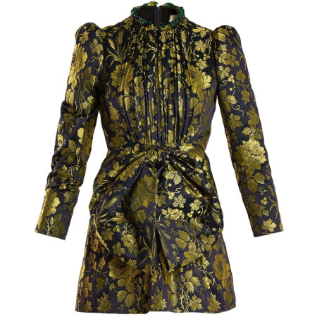 古驰(gucci)奢侈品女装 浪漫提花高领连衣裙 2644428053 图片色 38 it