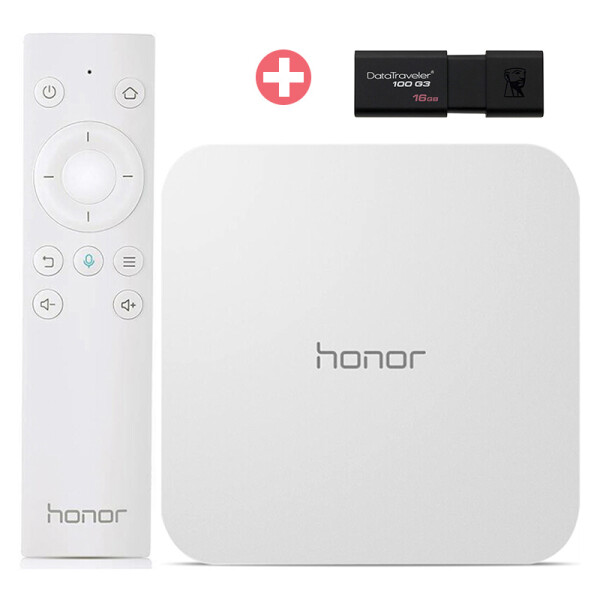 華為（HUAWEI） 榮耀電視盒子Pro 旗艦高清網絡機頂盒 4K 智能語音 帶電視直播 藍牙遙控器 榮耀盒子Pro+16G 高速U盤