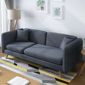 A家家具 沙发 北欧客厅家具 布艺沙发 可拆洗日式小户型三人位 懒人沙发 灰黑色 ADS-025A