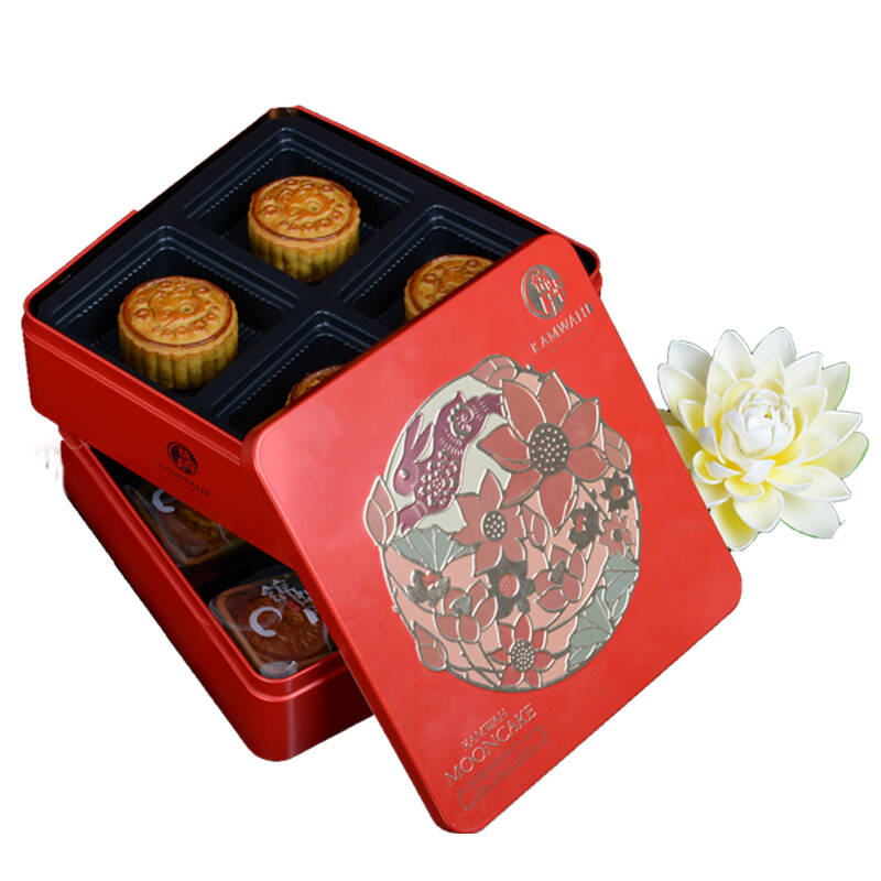 香港锦华锦礼双层(铁盒)月饼礼盒700g/盒(极速配送)