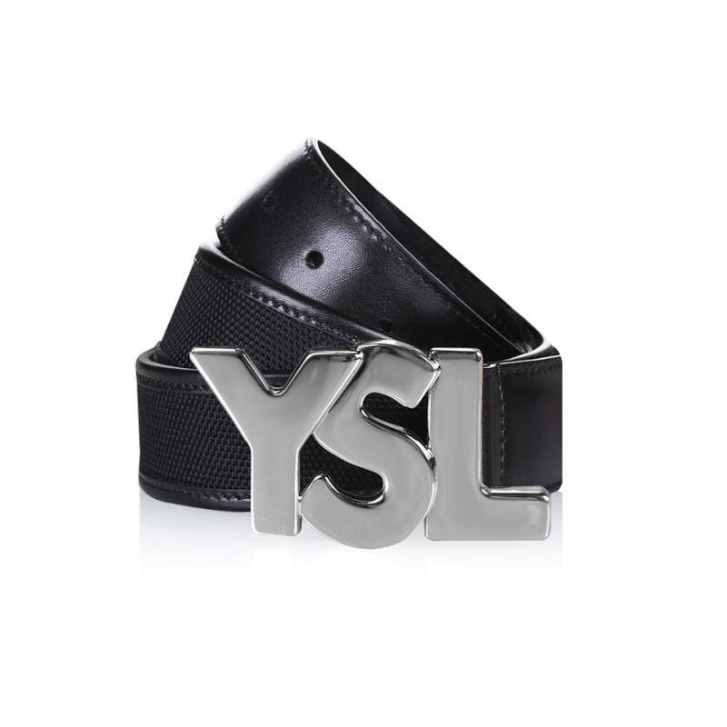 圣罗兰saint laurent腰带 ysl皮带黑色织布/牛皮285201 hb71n 85
