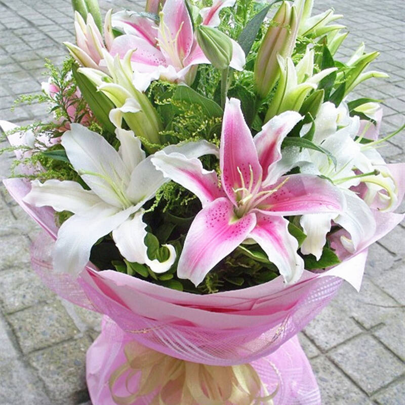 鲜花快递百合 五二零 粉色香水百合花束 光棍节鲜花速递 生日礼物鲜花