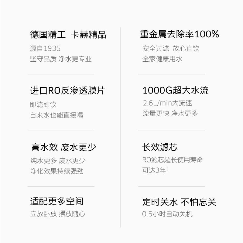 卡赫净水器直饮ro反渗透净水机厨下式1000g纯水机怎么样?好不好?