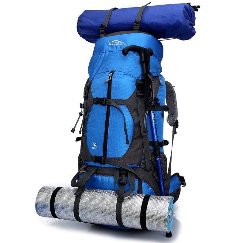 川诺背包 双肩包 902 户外徒步大容量登山包14英寸笔记本电脑包65L 送防雨罩 蓝色 