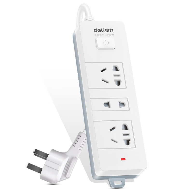 得力（deli）新國(guó)標(biāo)安全插座/插排/插線板/接線板/排插/拖線板兒童保護(hù)門3位總控全長(zhǎng)2米18273插座(2組合+1)(單只)2M