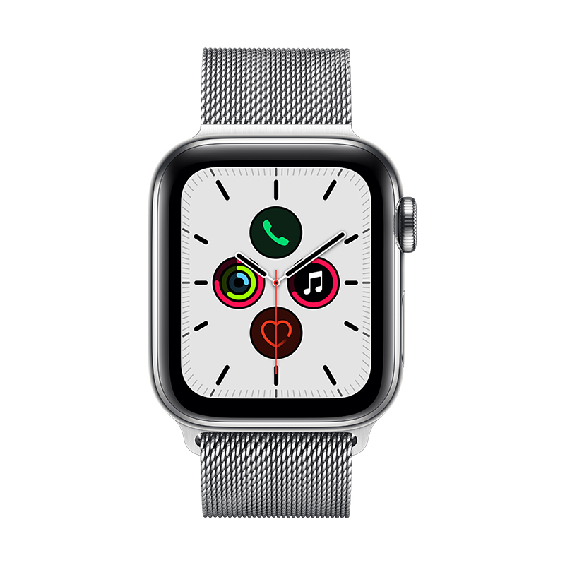 【官方AppleCare+版】Apple Watch Series 5智能手表（GPS+蜂窝网络款 40毫米不锈钢表壳 米兰尼斯表带 )