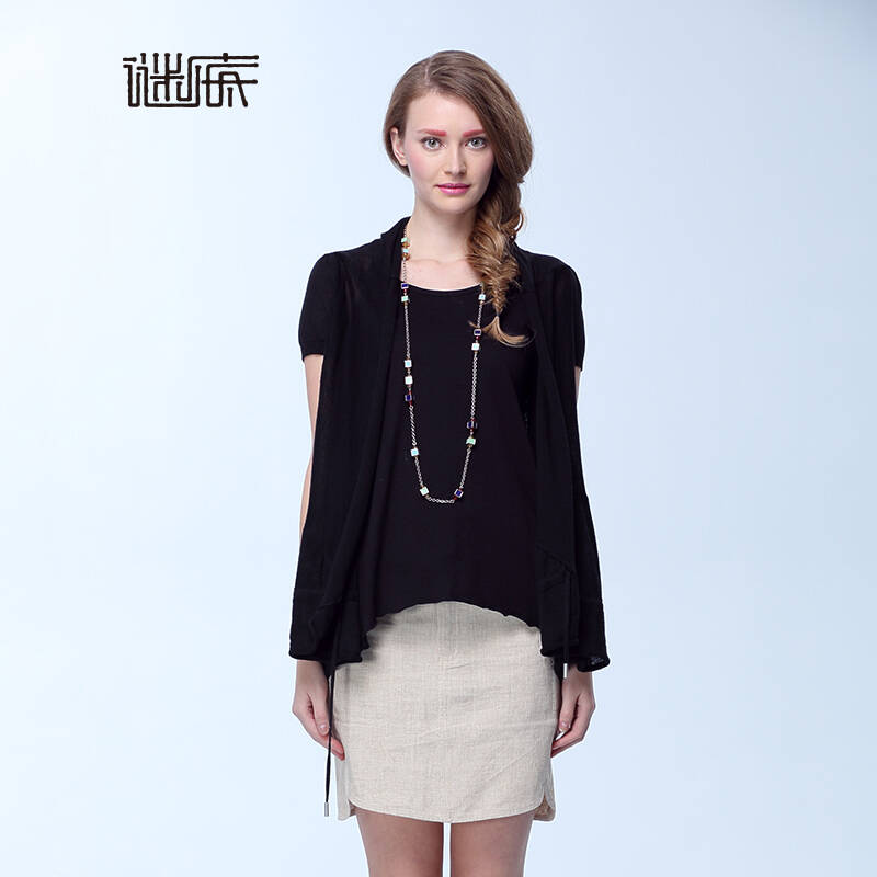 <em>谜底女装</em>2014夏装新款 棉麻纯色中<em>长款</em>针织开