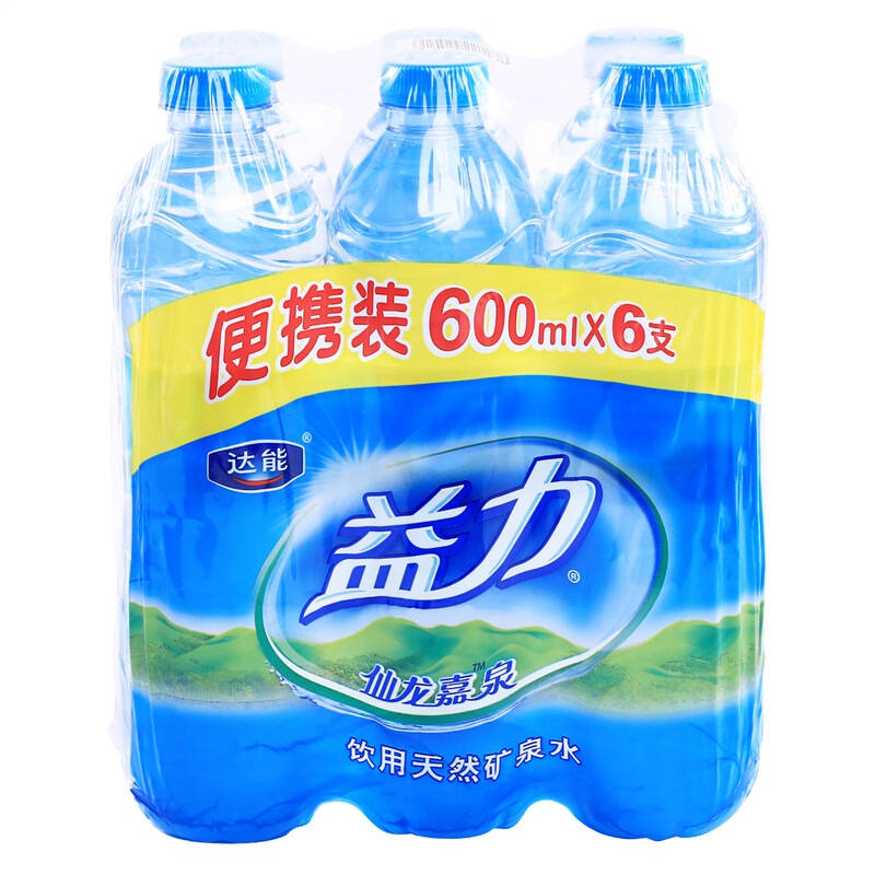 达能益力 天然矿泉水 600ml*6瓶 连包 自营