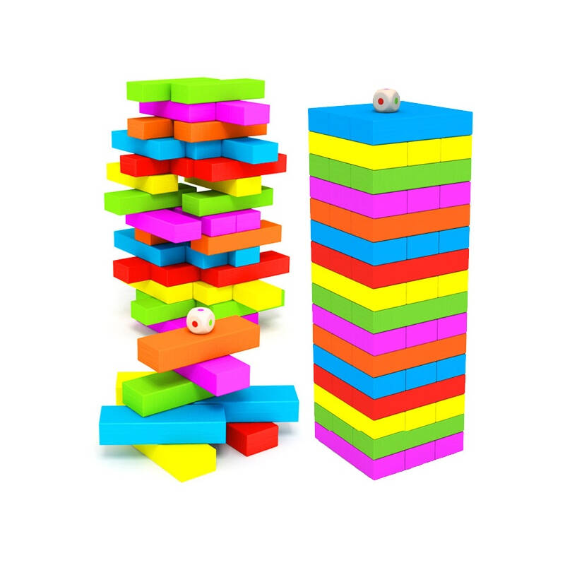 木童玩具儿童益智积木早教启蒙玩具 彩色层层叠积木叠