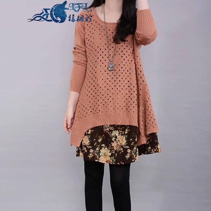 狼枫聆2014秋冬新款女胖MM大码毛衣棉麻两件