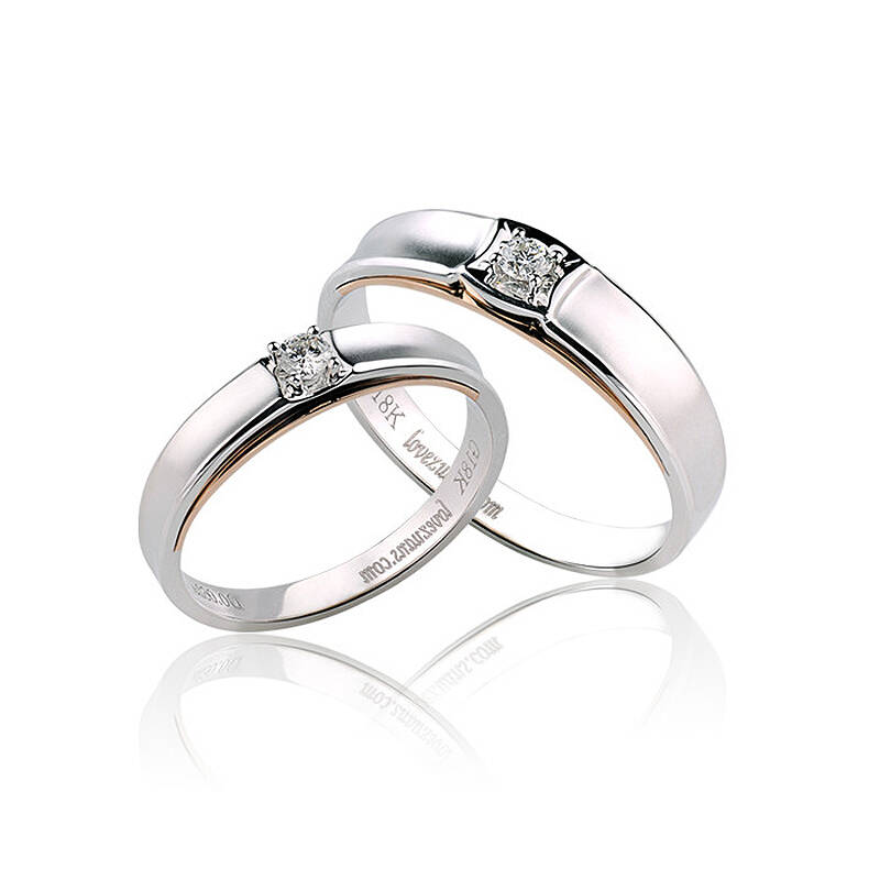 我爱钻石网 钻戒白18k金钻石戒指情侣对戒铂金戒指男女结婚戒指求婚