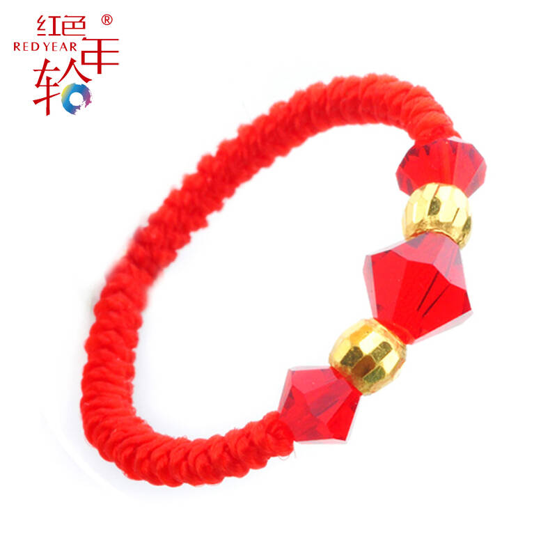 999千足金黄金转运珠红绳戒指_图解大全 999千足金黄金转运珠红绳戒指