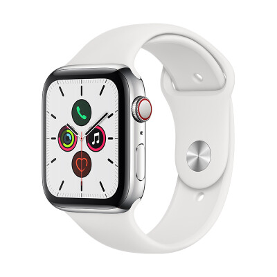 【官方AppleCare+版】Apple Watch Series 5智能手表（GPS+蜂窝网络款 40毫米不锈钢表壳 白色运动型表带 ）