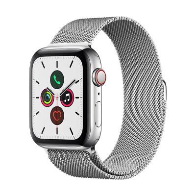 【官方AppleCare+版】Apple Watch Series 5智能手表（GPS+蜂窝网络款 44毫米不锈钢表壳 米兰尼斯表带 )