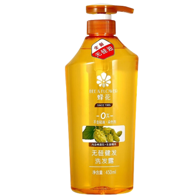 蜂花洗发露450ml无硅油健发洗发水 内含啤酒花生姜精华 男女士洗发膏洗头膏洗头水0%不含硅油染色剂 450ml洗发露*1瓶（送100ml润发乳*1） 蜂花