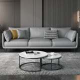 简派印橡 沙发 布艺沙发简约现代大小户型客厅家具北欧轻奢沙发组合XH-8123B 银灰色 三人位（2.1米）+脚踏