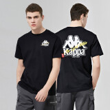 Kappa卡帕男款运动短袖休闲宽松T恤夏季圆领印花半袖K0A12TD31D 黑色-990 M