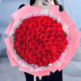 来一客情人节红玫瑰生日花束鲜花速递同城配送全国表白求婚礼物 99朵红玫瑰粉色包装款