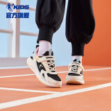 乔丹（QIAODAN）童鞋2023春季款女大童跑步鞋魔术贴运动鞋子奶油白/黑色37