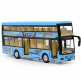 凯迪威合金声光回力校车模型 真人语音巴士公交车玩具车 双层巴士蓝色