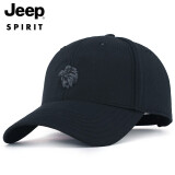 Jeep吉普帽子男街头鹰标韩版鸭舌帽四季户外防晒帽遮阳帽中老年棒球帽 深蓝色 均码（56-61）大小可以调节