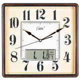 康巴丝（COMPAS）挂钟 客厅现代时尚日历时钟表创意石英钟 C2979黑金