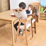 GEN儿童餐椅宝宝餐桌椅实木婴儿成长升降座椅家用吃饭木质椅子 原木色【皮革坐垫｜山毛榉】