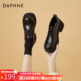 达芙妮（DAPHNE）小皮鞋女春秋单鞋新款粗跟中跟高跟鞋英伦风职业工作鞋子 黑色跟高5.3cm单里 35 标准码