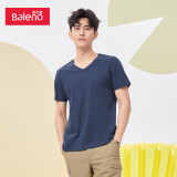 班尼路（Baleno）潮新疆棉休闲v领修身短袖打底衫 02B中蓝-V领 XL 