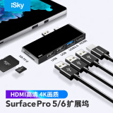 iSky 微软Surface Pro5/6扩展坞 转换器USB转接头投影投屏HDMI扩展坞HUB视频高清笔记本电脑分线器 六合二