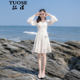 拓涩（TUOSE）连衣裙2023春秋新款很仙的法式小众收腰显瘦流行百搭长袖气质中裙 乳白色 XS
