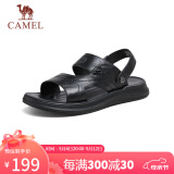骆驼（CAMEL）软弹牛皮舒适凉拖两穿休闲商务凉鞋男士 G14M211633 黑色 42 